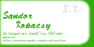 sandor kopacsy business card